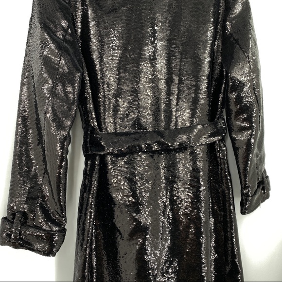🔥Cami NYC The Kyra Black Sequin Belted Long Coat🔥 - Picture 8 of 12
